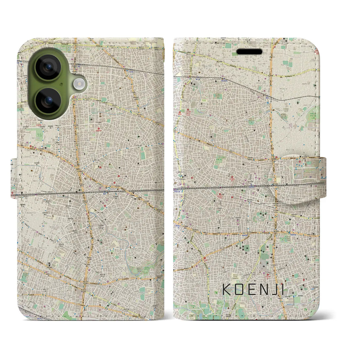 【高円寺2（東京都）】地図柄iPhoneケース（手帳タイプ）ナチュラル・iPhone 17 Pro Max 用