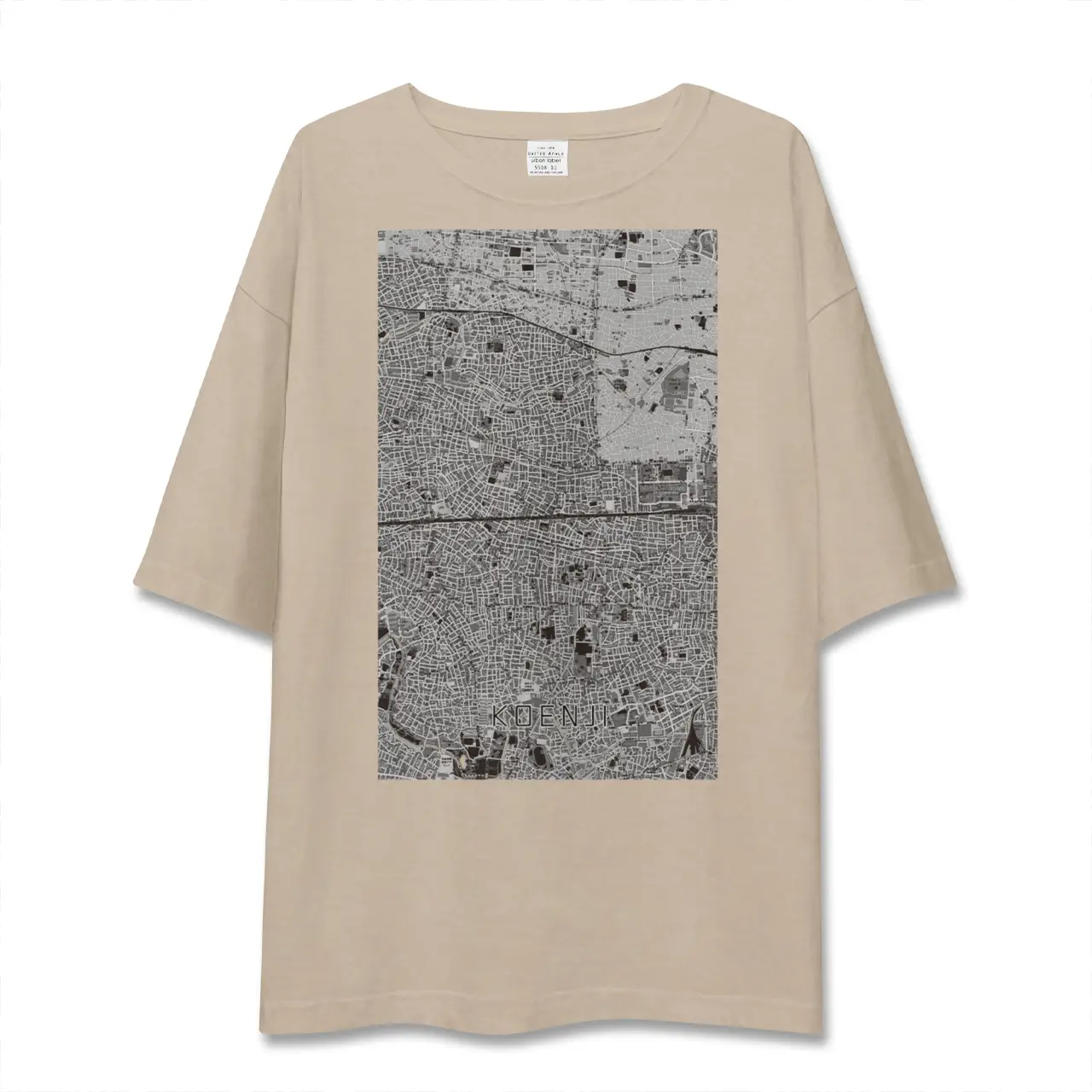 【高円寺2（東京都）】地図柄ビッグシルエットTシャツ