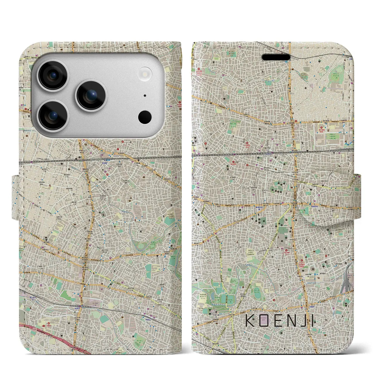 【高円寺（東京都）】地図柄iPhoneケース（手帳タイプ）