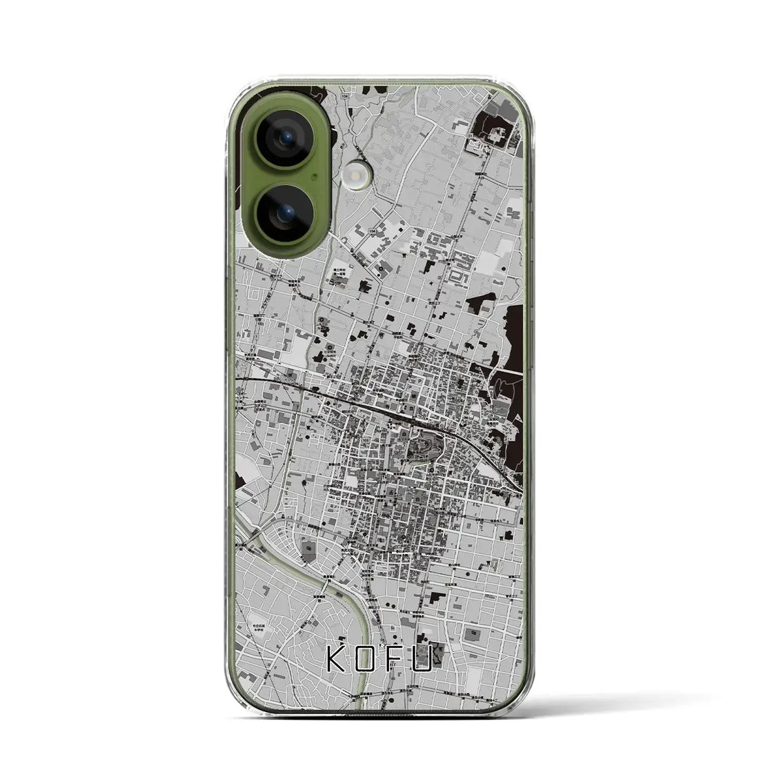 【甲府（山梨県）】地図柄iPhoneケース（クリアタイプ）モノトーン・iPhone 17 Pro Max 用