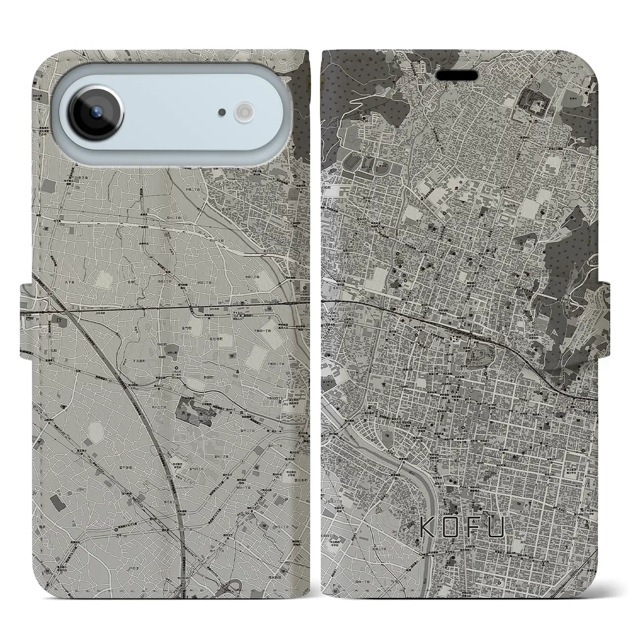 【甲府（山梨県）】地図柄iPhoneケース（手帳タイプ）