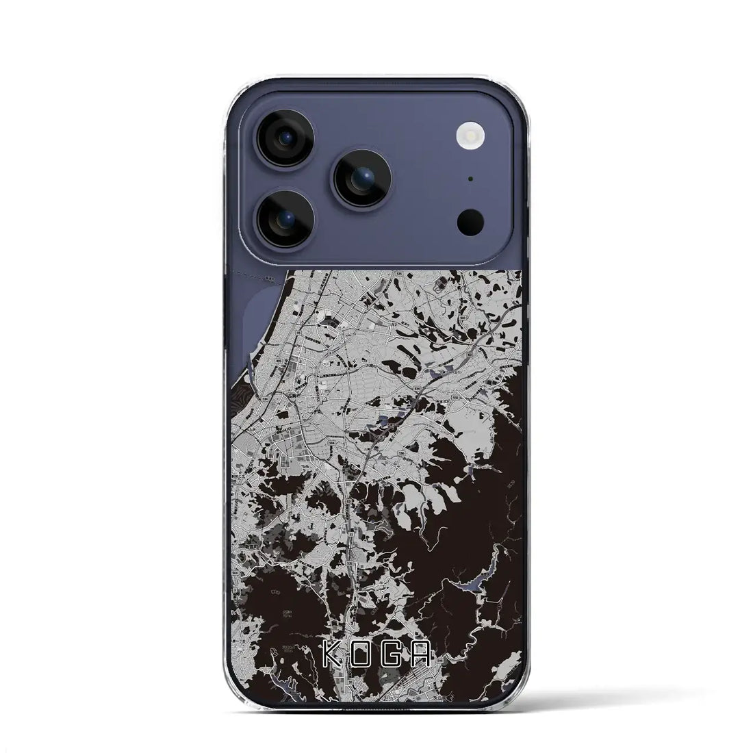 【古賀(福岡県)】地図柄iPhoneケース(クリアタイプ)モノトーン・iPhone 17 Pro Max 用