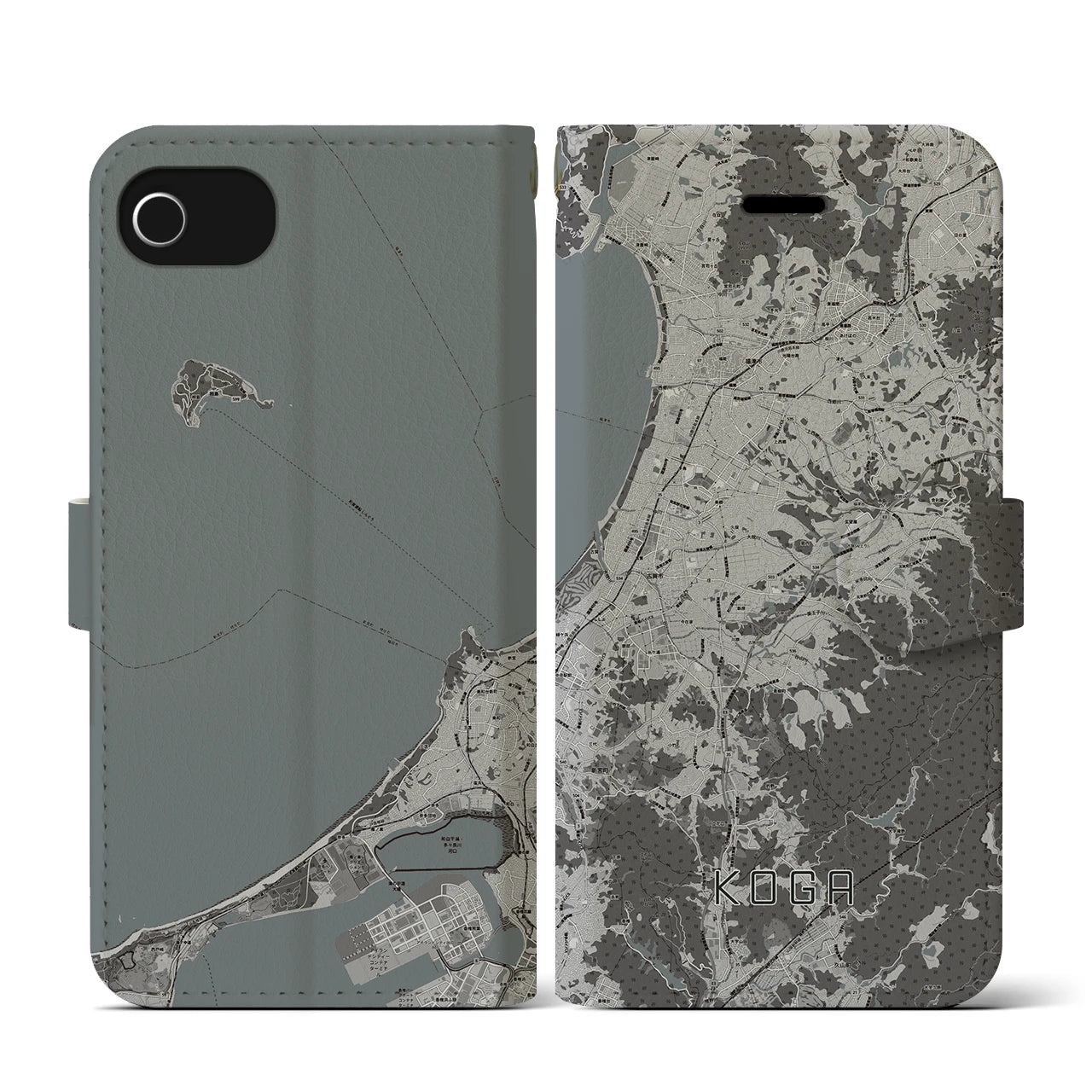 【古賀（福岡県）】地図柄iPhoneケース（手帳タイプ）