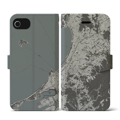 【古賀（福岡県）】地図柄iPhoneケース（手帳タイプ）モノトーン・iPhone SE（第3 / 第2世代） / 8 / 7 / 6s / 6 用
