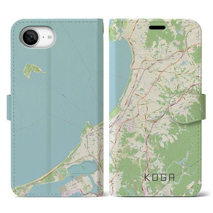 【古賀（福岡県）】地図柄iPhoneケース（手帳タイプ）