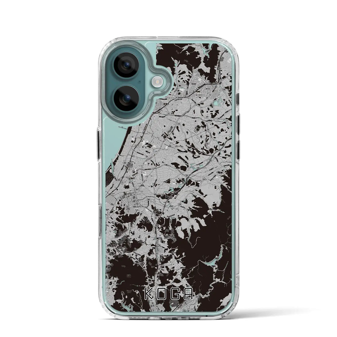 【古賀（福岡県）】地図柄iPhoneケース（MagSafeタイプ）モノトーン・iPhone 16 Pro 用