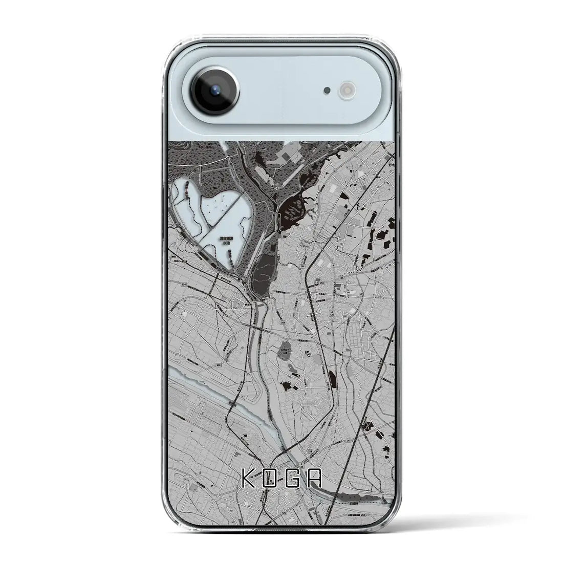 【古河(茨城県)】地図柄iPhoneケース(クリアタイプ)モノトーン・iPhone 17 Pro Max 用