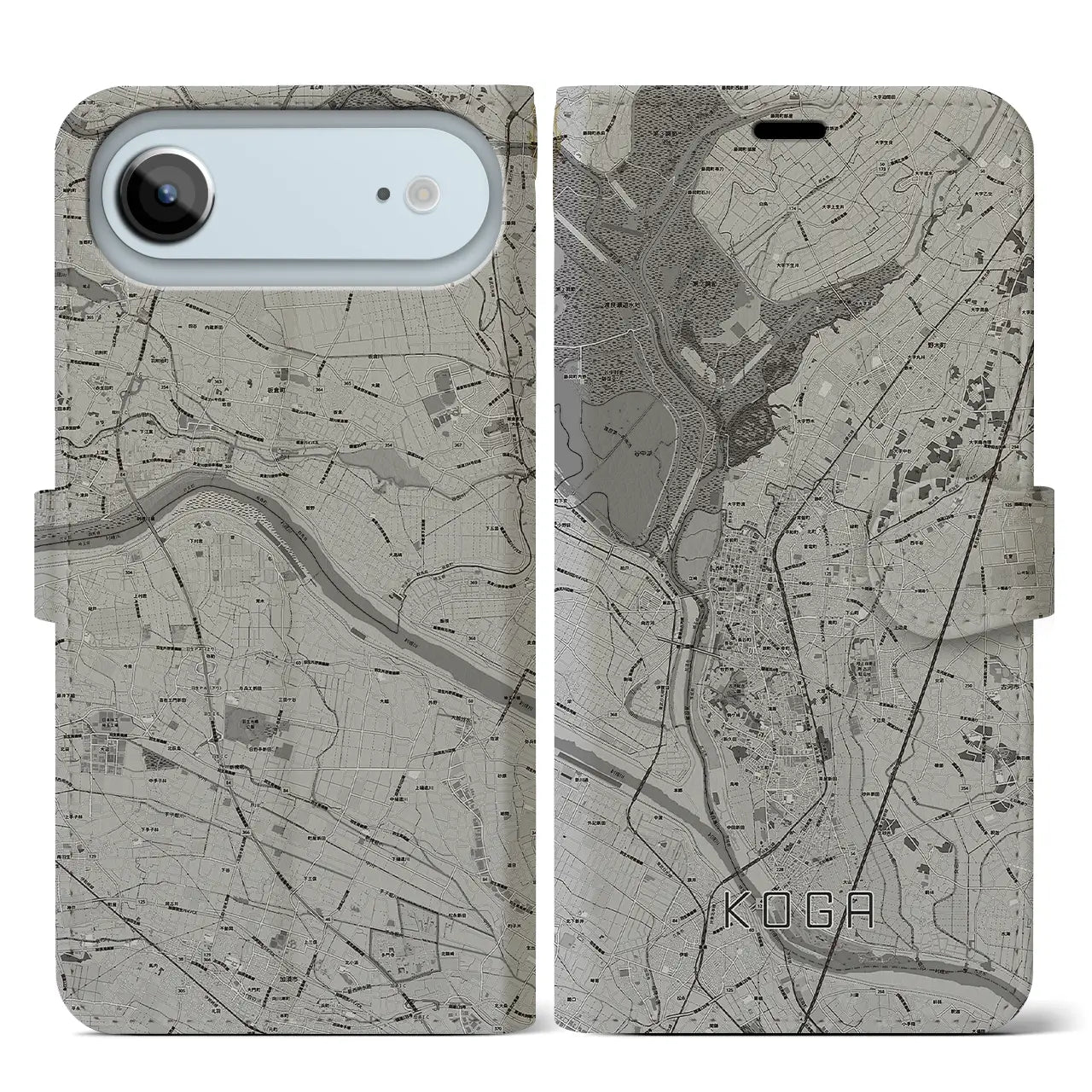 【古河（茨城県）】地図柄iPhoneケース（手帳タイプ）