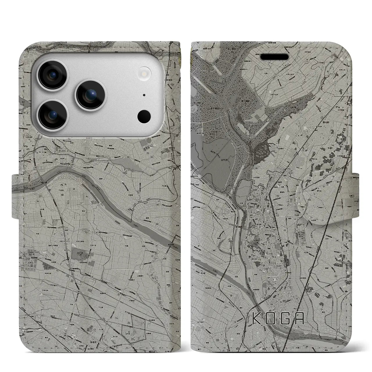 【古河（茨城県）】地図柄iPhoneケース（手帳タイプ）