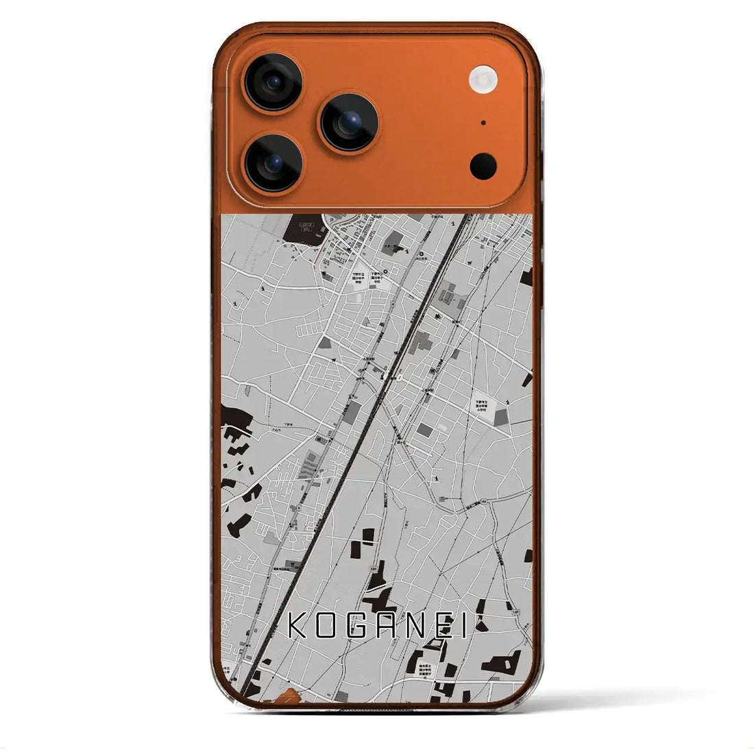 【小金井(栃木県)】地図柄iPhoneケース(クリアタイプ)モノトーン・iPhone 17 Pro Max 用