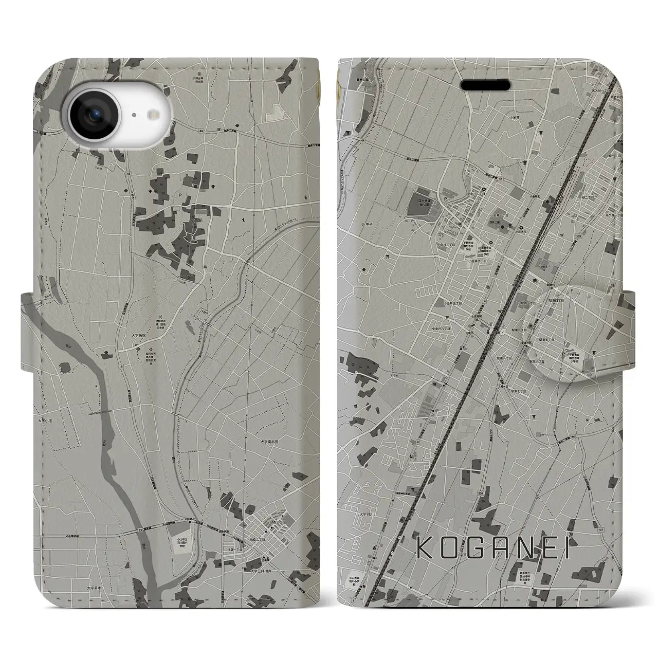 【小金井（栃木県）】地図柄iPhoneケース（手帳タイプ）
