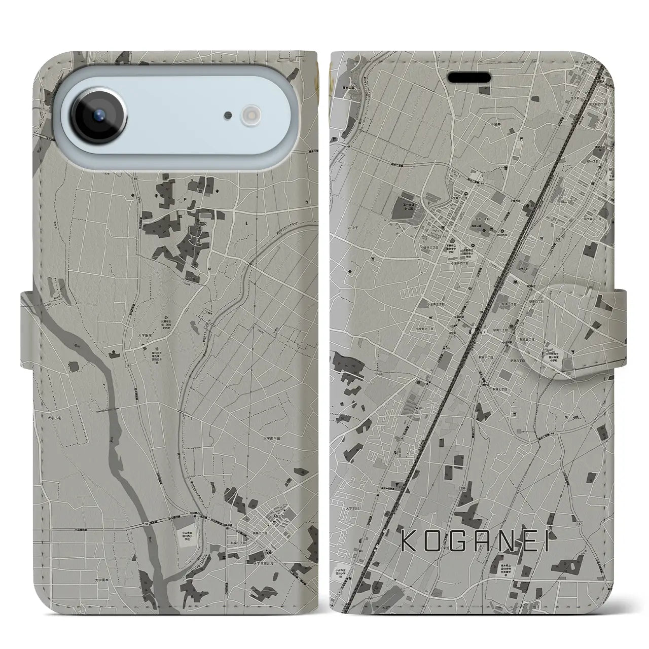 【小金井（栃木県）】地図柄iPhoneケース（手帳タイプ）