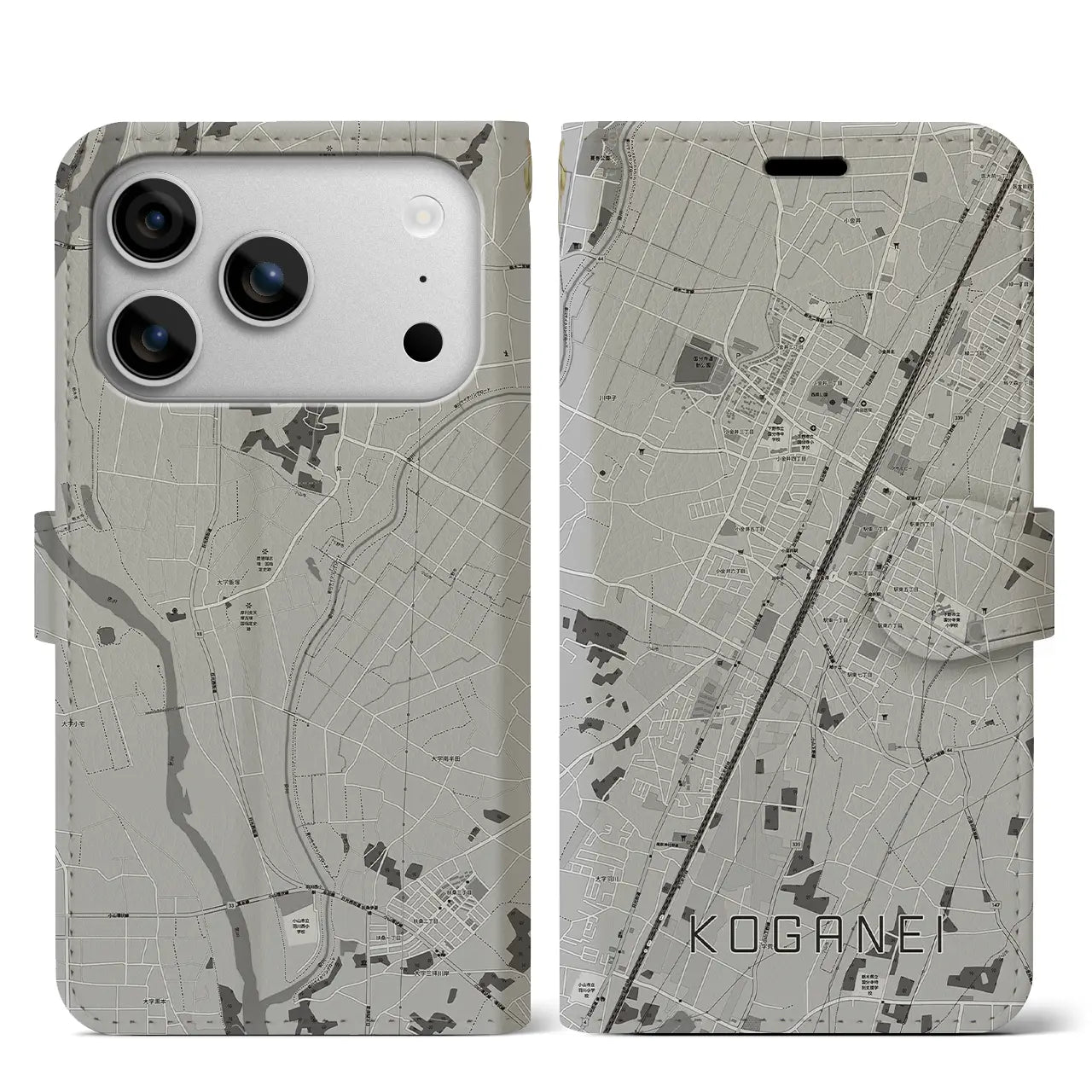 【小金井（栃木県）】地図柄iPhoneケース（手帳タイプ）