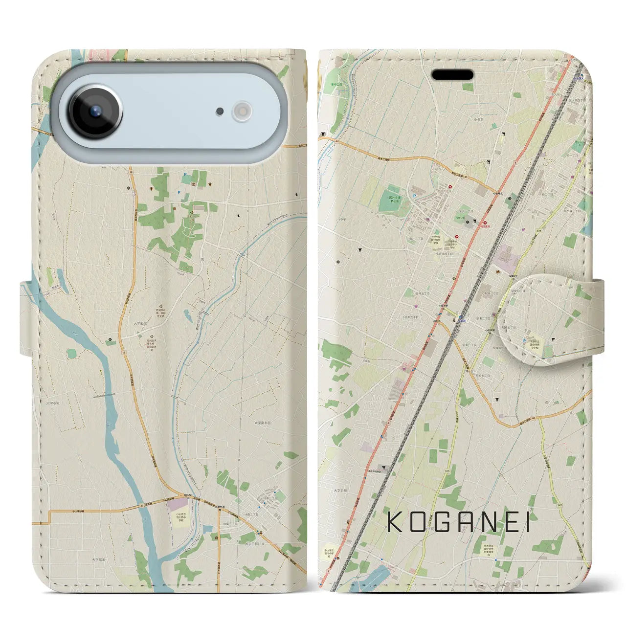 【小金井（栃木県）】地図柄iPhoneケース（手帳タイプ）