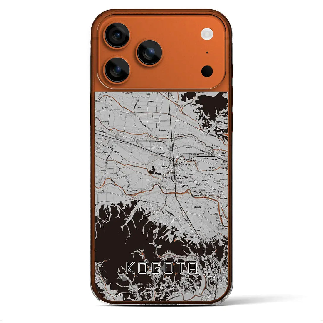 【小牛田(宮城県)】地図柄iPhoneケース(クリアタイプ)モノトーン・iPhone 17 Pro Max 用