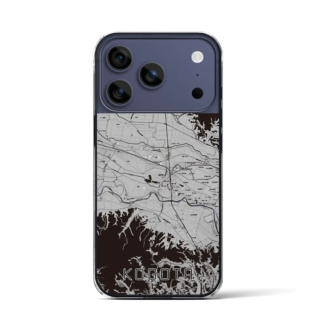 【小牛田(宮城県)】地図柄iPhoneケース(クリアタイプ)モノトーン・iPhone 17 Pro Max 用