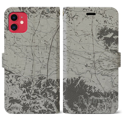 【小牛田（宮城県）】地図柄iPhoneケース（手帳タイプ）モノトーン・iPhone 11 用