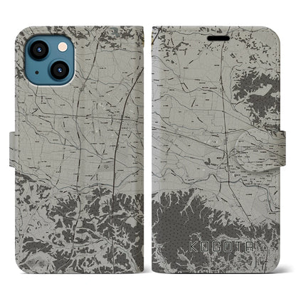 【小牛田（宮城県）】地図柄iPhoneケース（手帳タイプ）モノトーン・iPhone 13 用