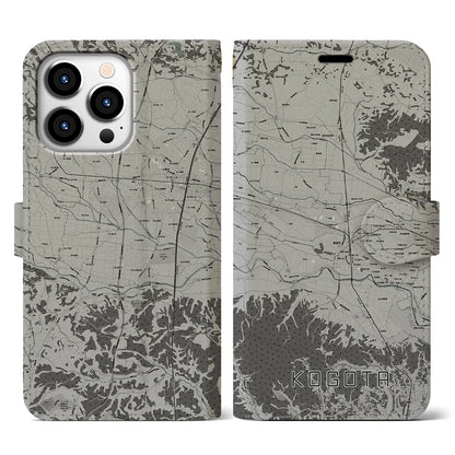 【小牛田（宮城県）】地図柄iPhoneケース（手帳タイプ）モノトーン・iPhone 13 Pro 用