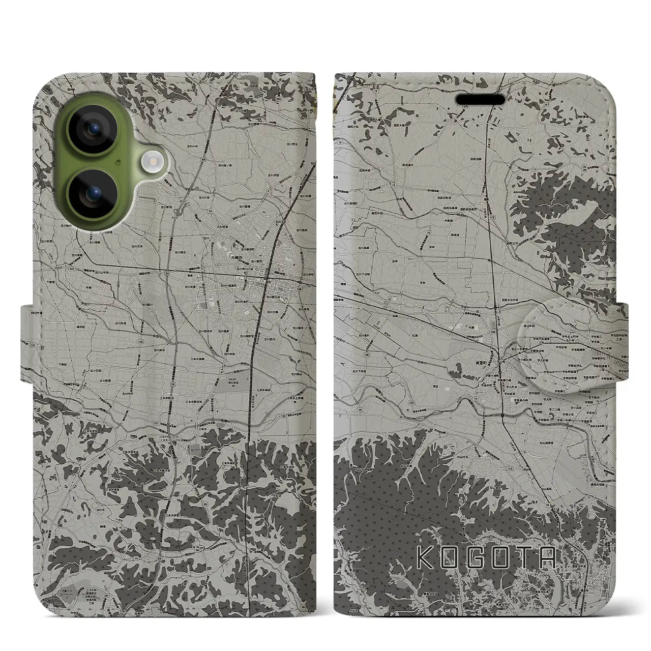 【小牛田（宮城県）】地図柄iPhoneケース（手帳タイプ）