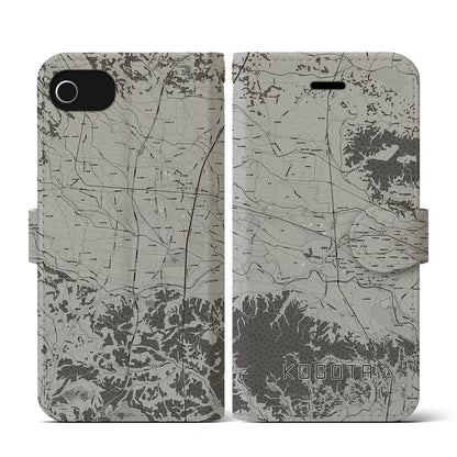 【小牛田（宮城県）】地図柄iPhoneケース（手帳タイプ）モノトーン・iPhone SE（第3 / 第2世代） / 8 / 7 / 6s / 6 用