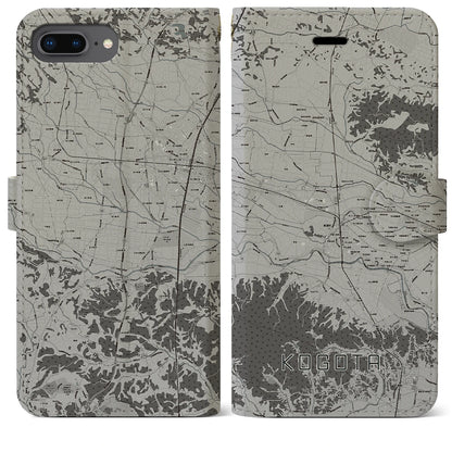 【小牛田（宮城県）】地図柄iPhoneケース（手帳タイプ）モノトーン・iPhone 8Plus /7Plus / 6sPlus / 6Plus 用