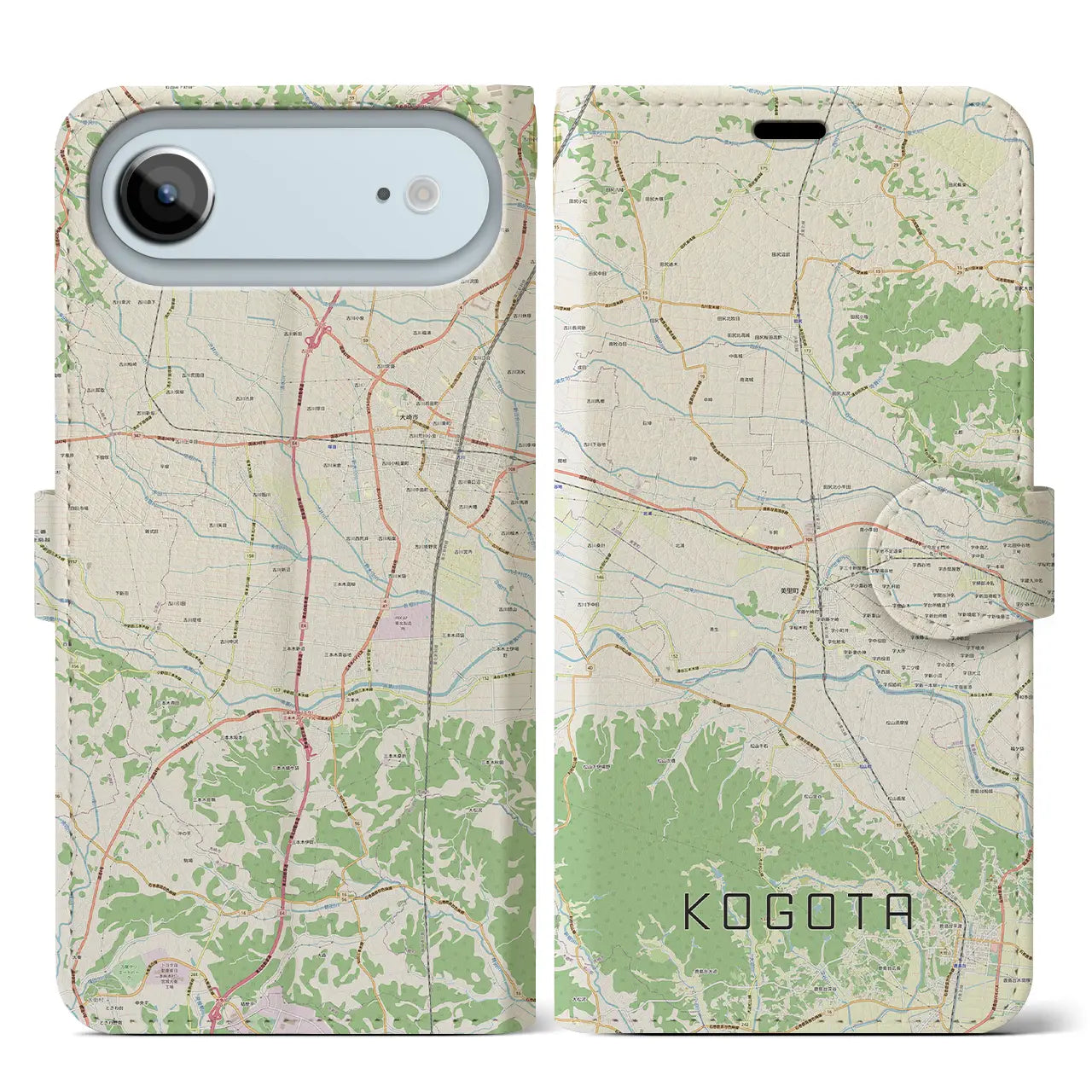 【小牛田（宮城県）】地図柄iPhoneケース（手帳タイプ）