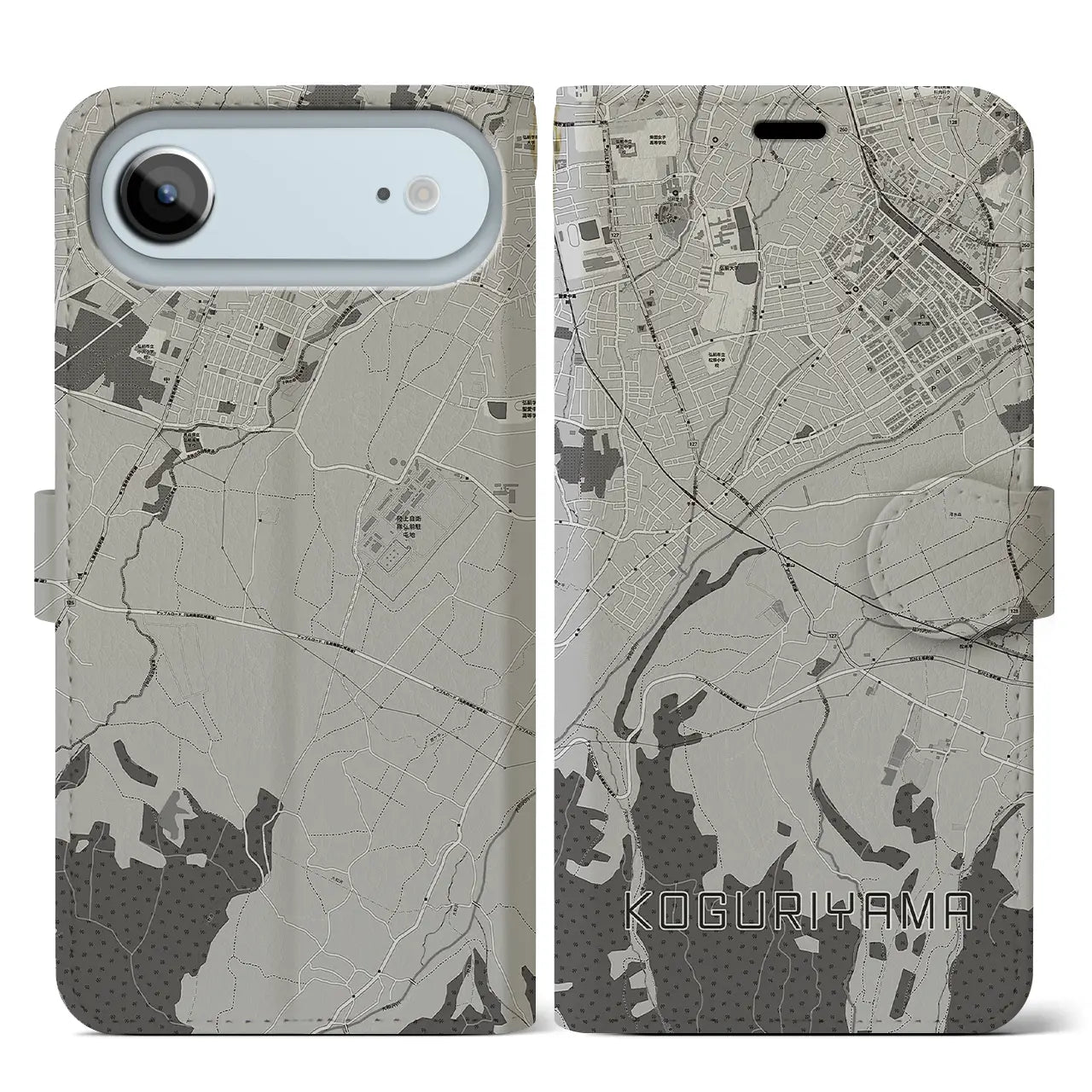 【小栗山（青森県）】地図柄iPhoneケース（手帳タイプ）