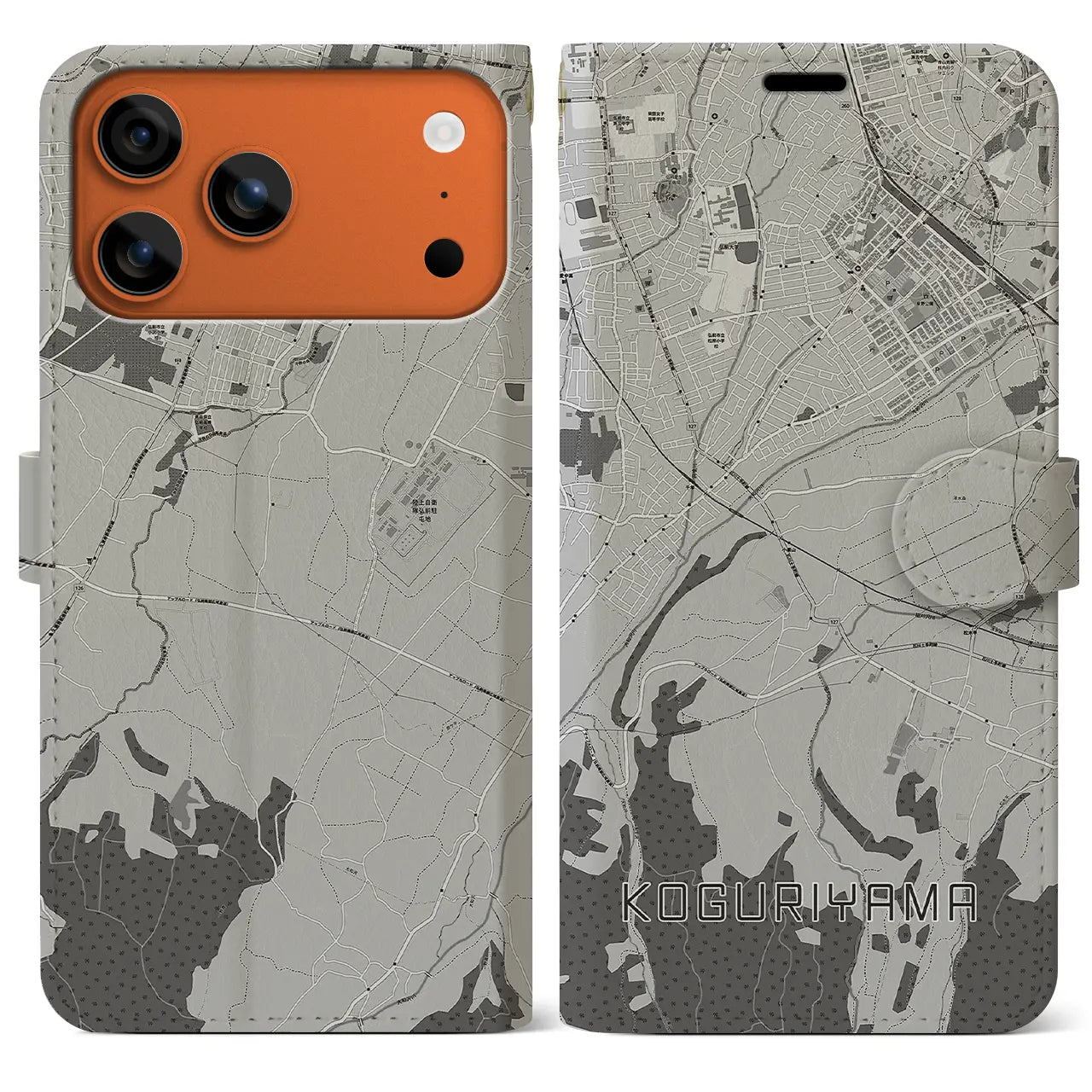 【小栗山（青森県）】地図柄iPhoneケース（手帳タイプ）