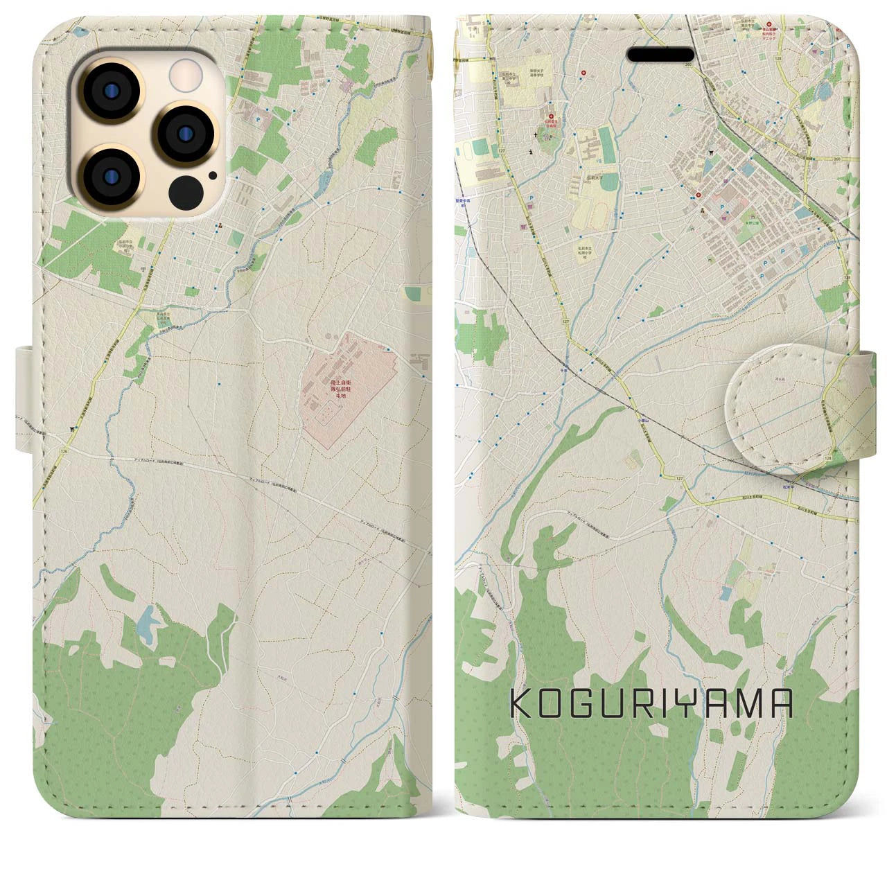 【小栗山（青森県）】地図柄iPhoneケース（手帳タイプ）