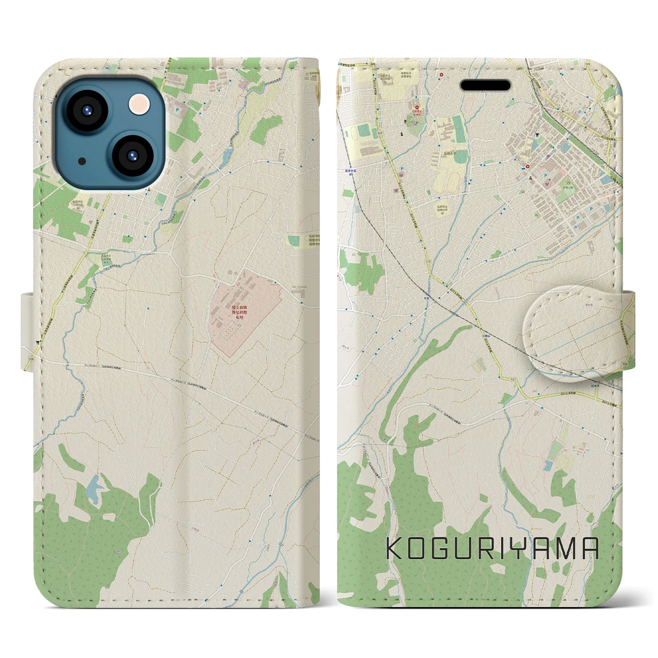 【小栗山（青森県）】地図柄iPhoneケース（手帳タイプ）