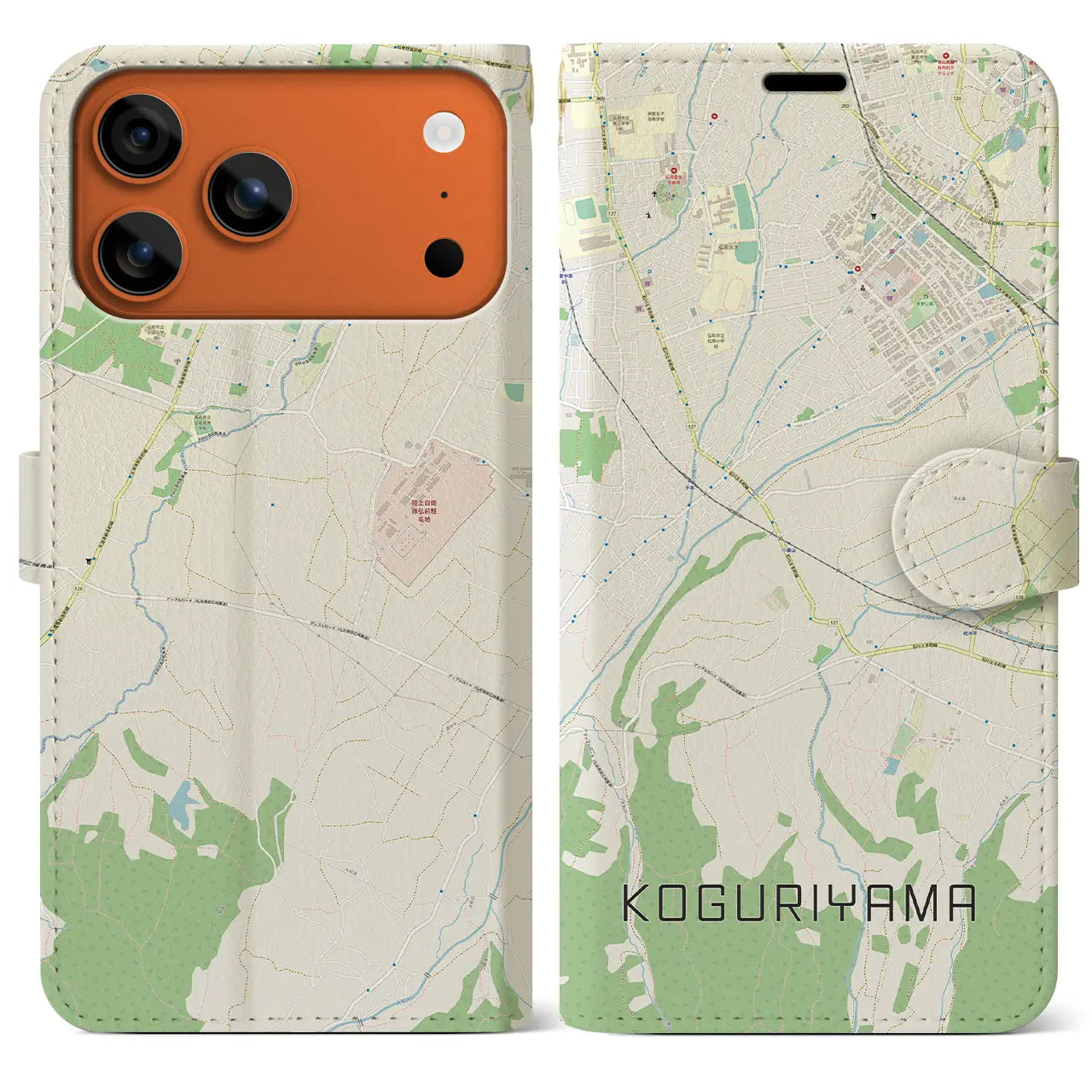 【小栗山（青森県）】地図柄iPhoneケース（手帳タイプ）