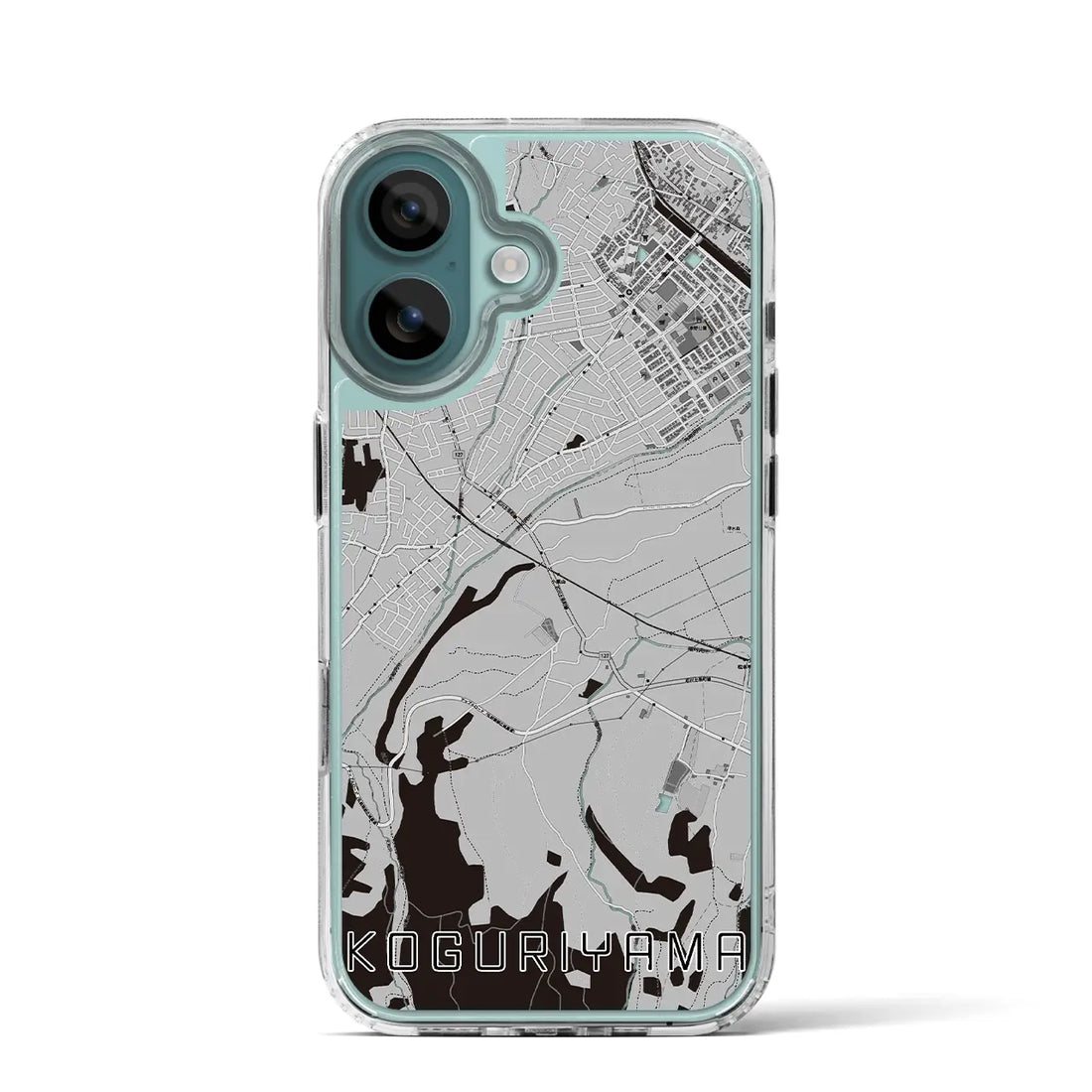 【小栗山(青森県)】地図柄iPhoneケース(MagSafeタイプ)モノトーン・iPhone 16 Pro 用