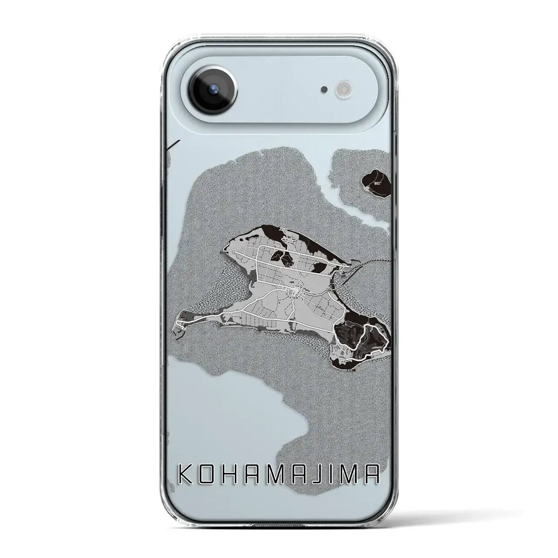 【小浜島(沖縄県)】地図柄iPhoneケース(クリアタイプ)モノトーン・iPhone 17 Pro Max 用