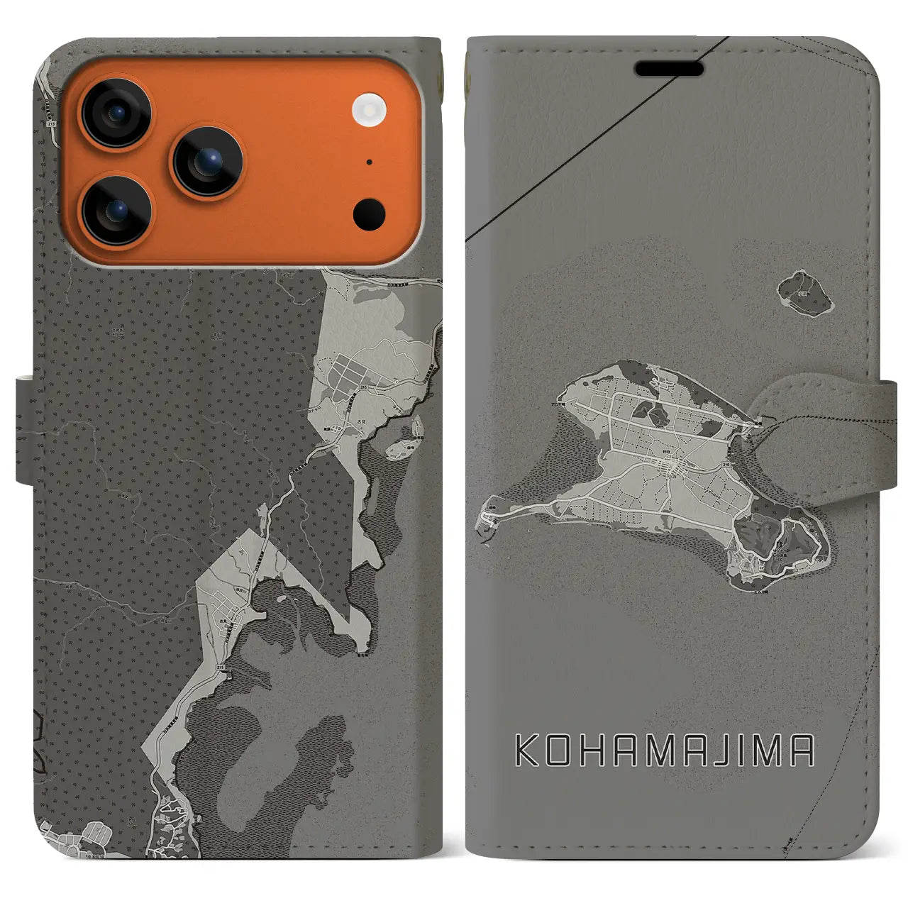 【小浜島（沖縄県）】地図柄iPhoneケース（手帳タイプ）