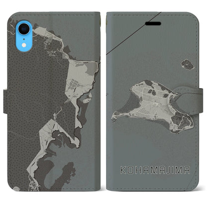 【小浜島（沖縄県）】地図柄iPhoneケース（手帳タイプ）モノトーン・iPhone XR 用