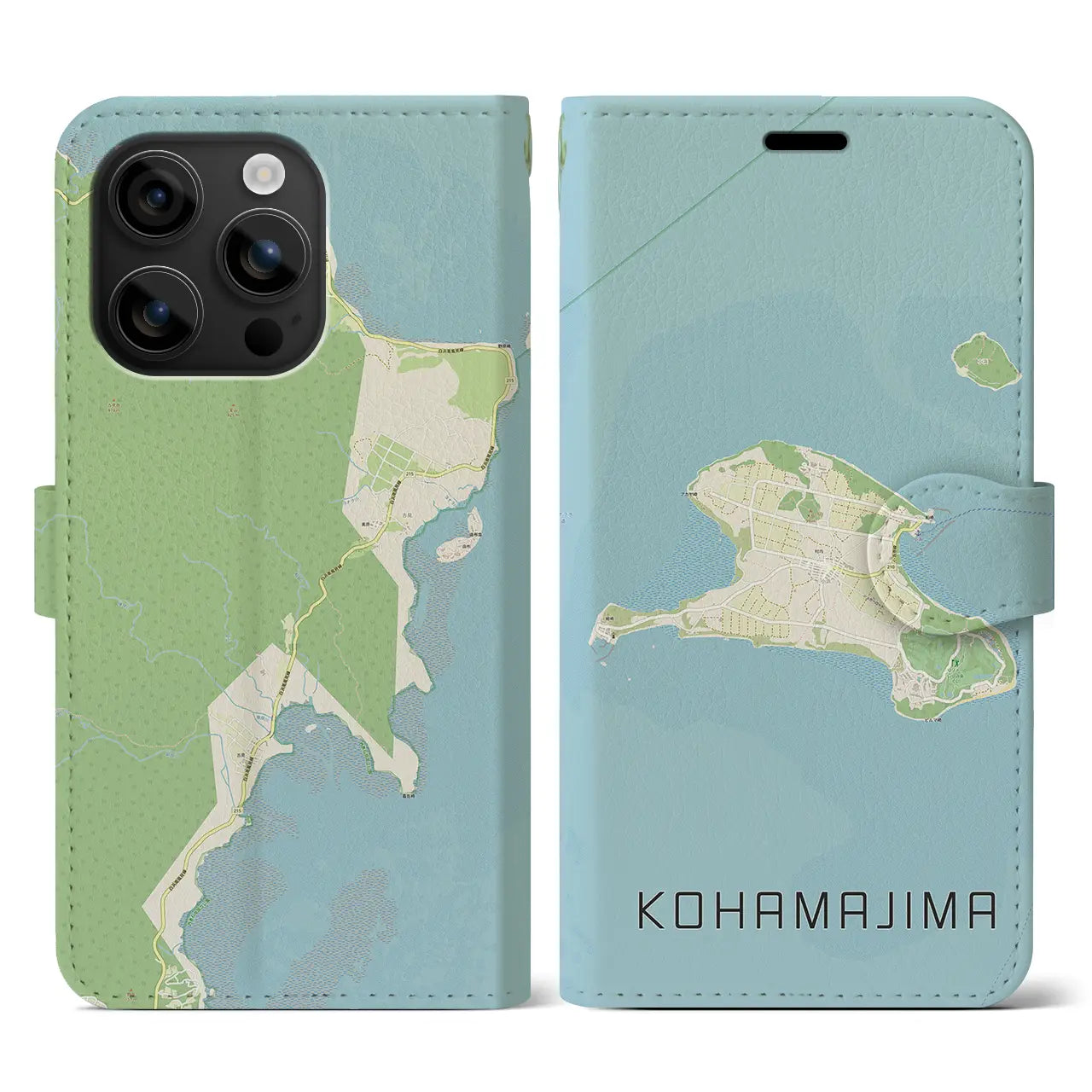 【小浜島（沖縄県）】地図柄iPhoneケース（手帳タイプ）ナチュラル・iPhone 16 用