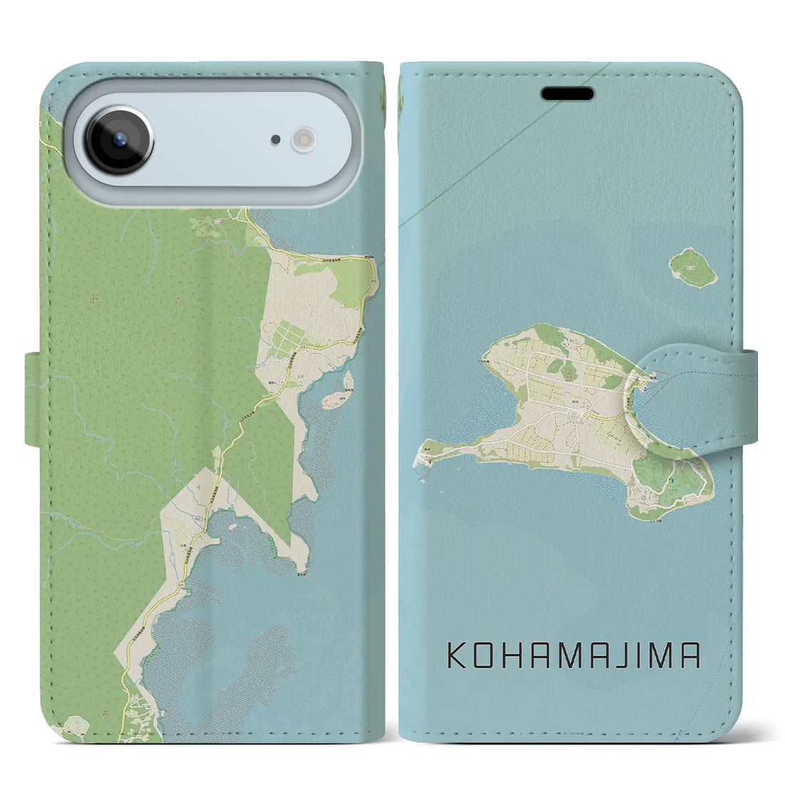 【小浜島（沖縄県）】地図柄iPhoneケース（手帳タイプ）モノトーン・iPhone 17 Pro Max 用