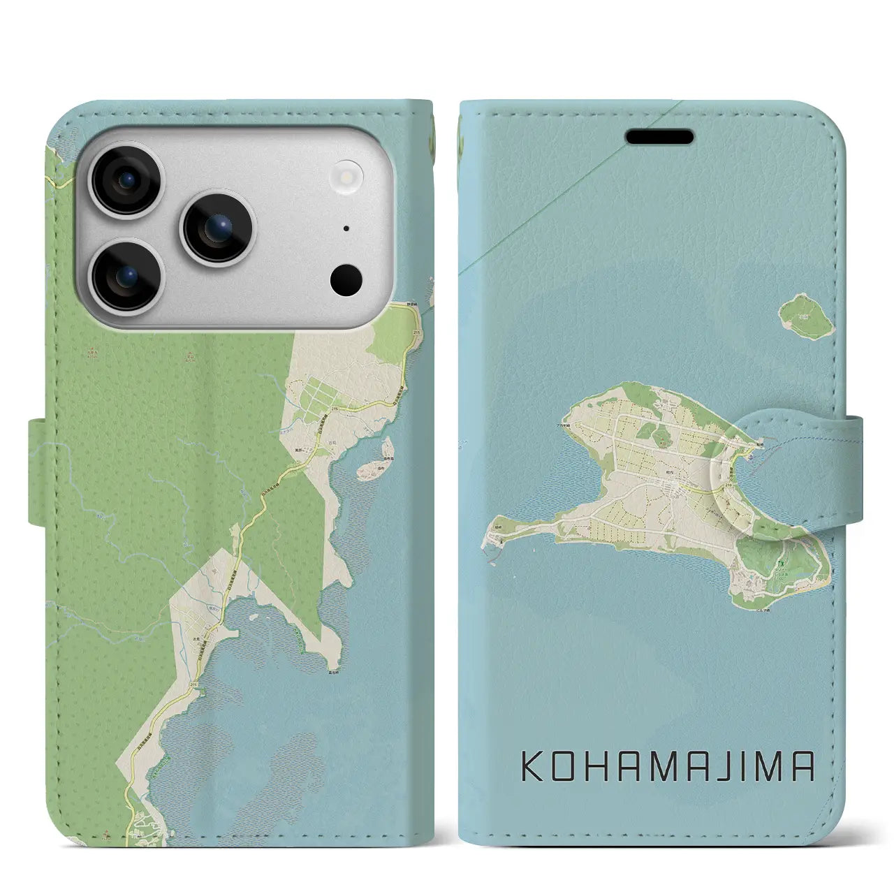 【小浜島（沖縄県）】地図柄iPhoneケース（手帳タイプ）