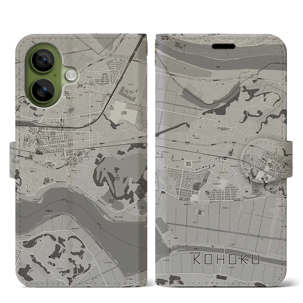 【湖北（千葉県）】地図柄iPhoneケース（手帳タイプ）