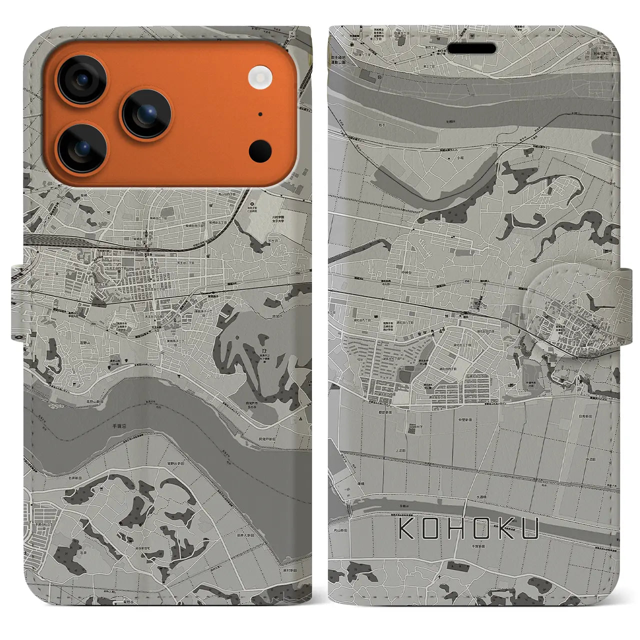 【湖北（千葉県）】地図柄iPhoneケース（手帳タイプ）