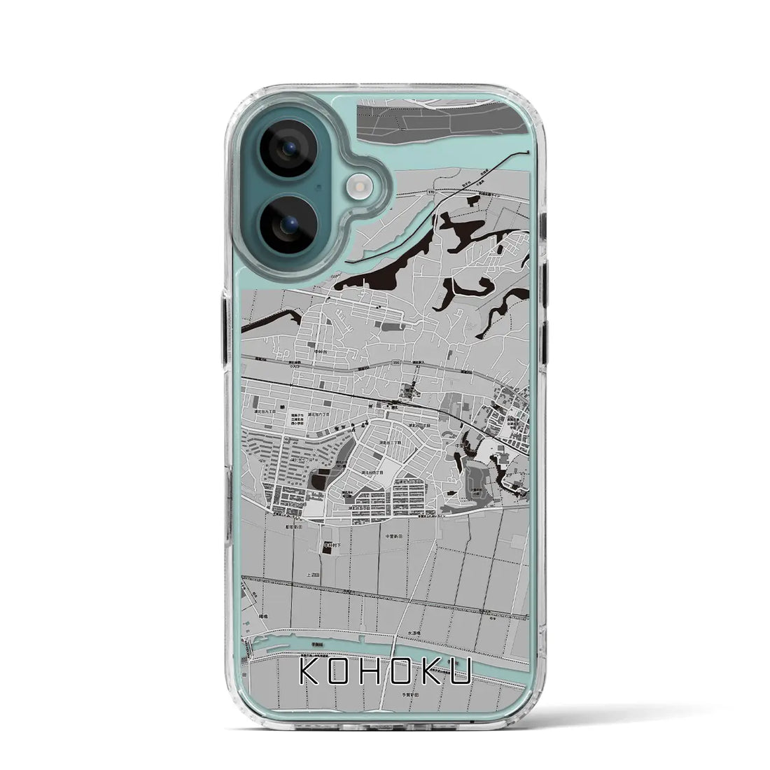 【湖北（千葉県）】地図柄iPhoneケース（MagSafeタイプ）モノトーン・iPhone 16 Pro 用
