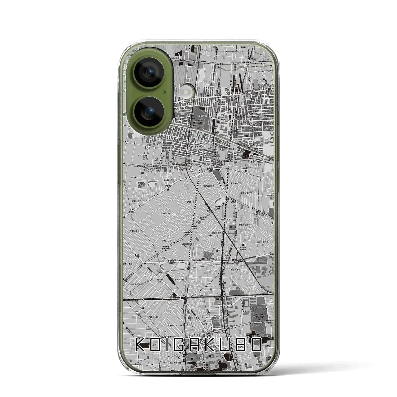 【恋ヶ窪（東京都）】地図柄iPhoneケース（クリアタイプ）