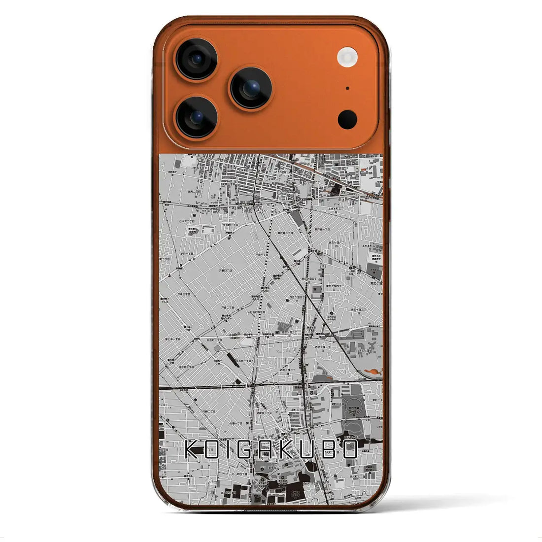 【恋ヶ窪(東京都)】地図柄iPhoneケース(クリアタイプ)モノトーン・iPhone 17 Pro Max 用