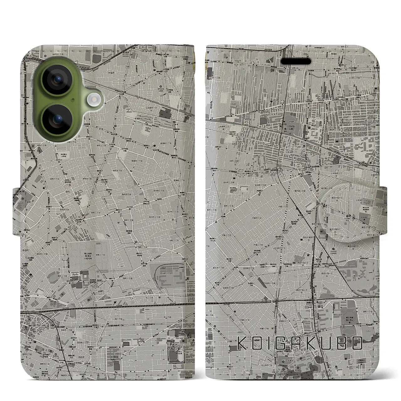 【恋ヶ窪（東京都）】地図柄iPhoneケース（手帳タイプ）