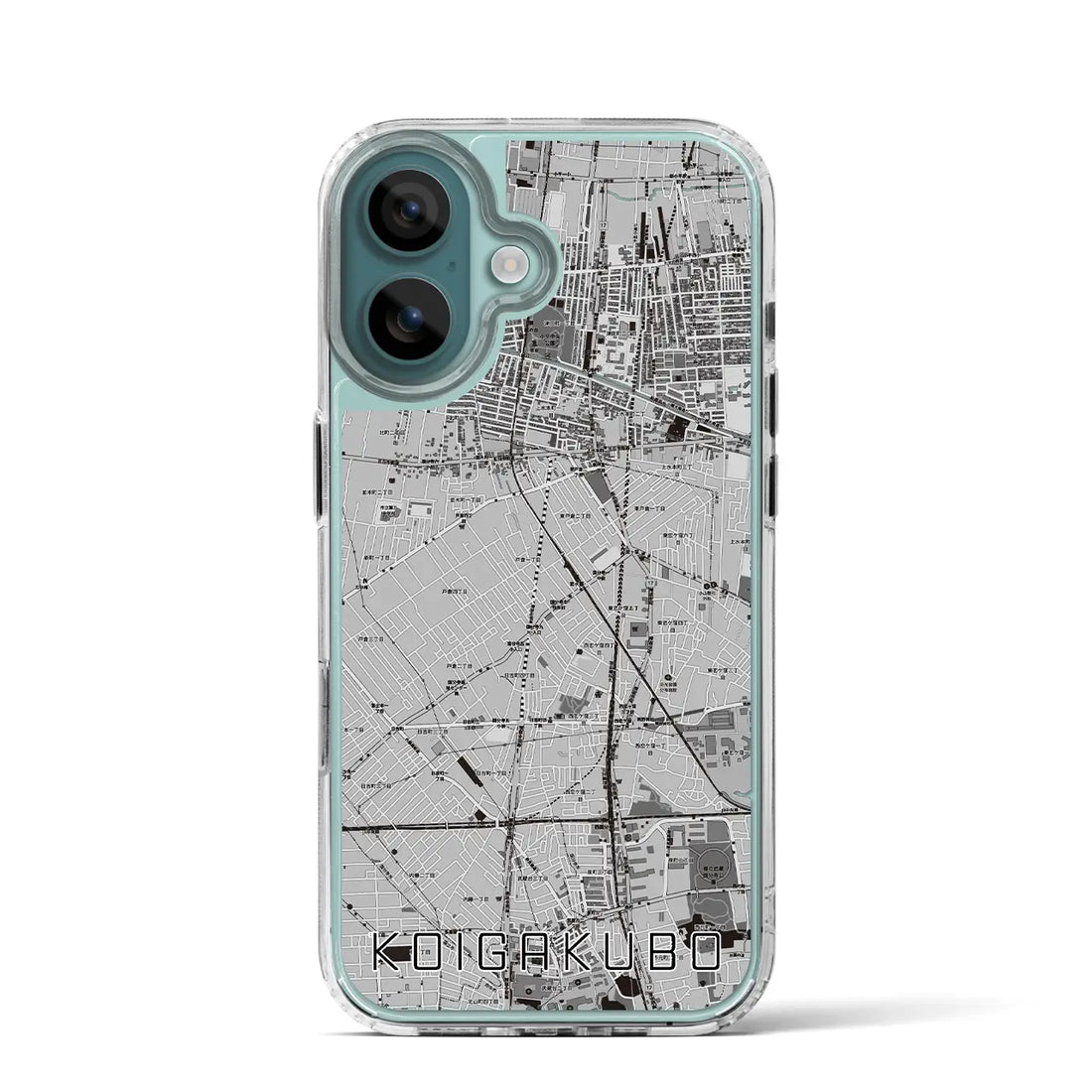 【恋ヶ窪（東京都）】地図柄iPhoneケース（MagSafeタイプ）モノトーン・iPhone 16 Pro 用