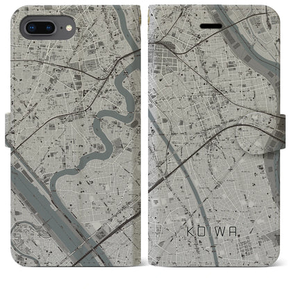 【小岩（東京都）】地図柄iPhoneケース（手帳タイプ）モノトーン・iPhone 8Plus /7Plus / 6sPlus / 6Plus 用