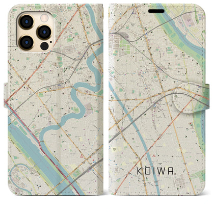 【小岩（東京都）】地図柄iPhoneケース（手帳タイプ）ナチュラル・iPhone 12 Pro Max 用