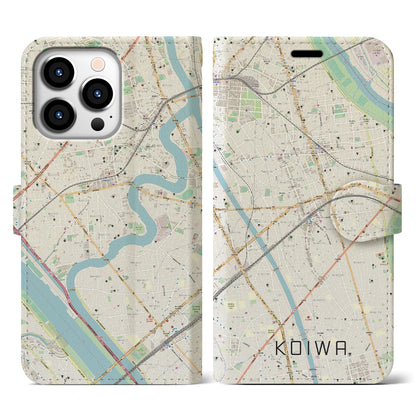 【小岩（東京都）】地図柄iPhoneケース（手帳タイプ）ナチュラル・iPhone 13 Pro 用