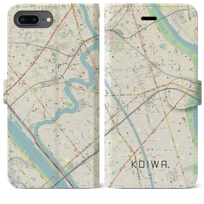 【小岩（東京都）】地図柄iPhoneケース（手帳タイプ）ナチュラル・iPhone 8Plus /7Plus / 6sPlus / 6Plus 用